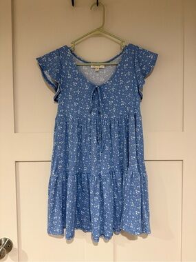Jessica Simpson Blue Floral Babydoll Mini Dress